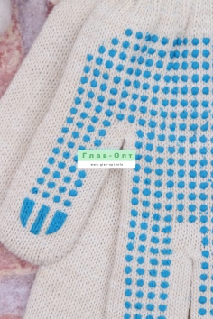 Перчатки с ПВХ (10 кл) 6-ти нитка (белые) №ЛТК-ПВХ106Б (24/105)